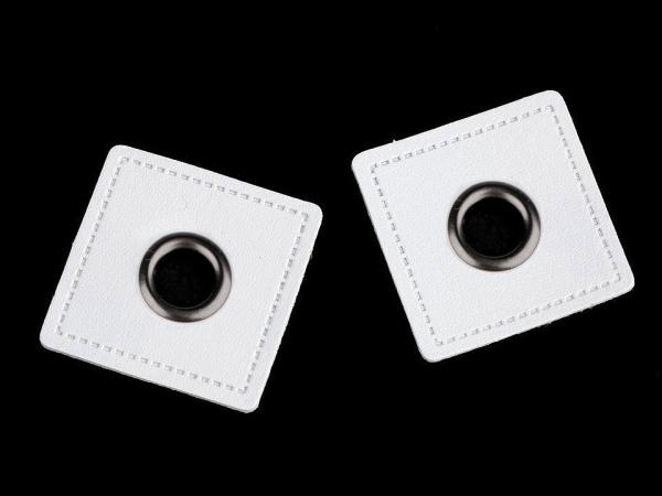 Ösen-Patches  Breite 30 mm ,Höhe 30 mm , Ø 8 mm, Weiß matt, Nickel Schwarz